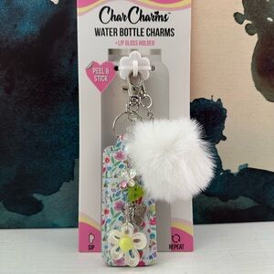Water Bottle Charm with White Pom Pom
